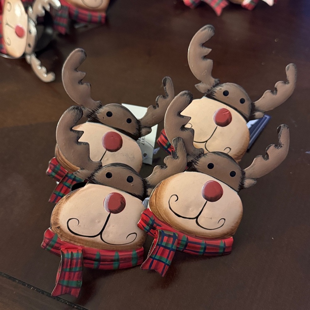 Festive Red Reindeer Napkin Ring - Holiday Table Linen Accent (4 for $20)